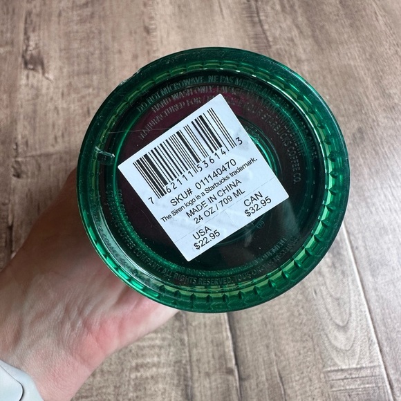 Starbucks 2023 Spring Watermelon Iridescent Grid Green Pink Cup Tumbler 24oz - Picture 4 of 5